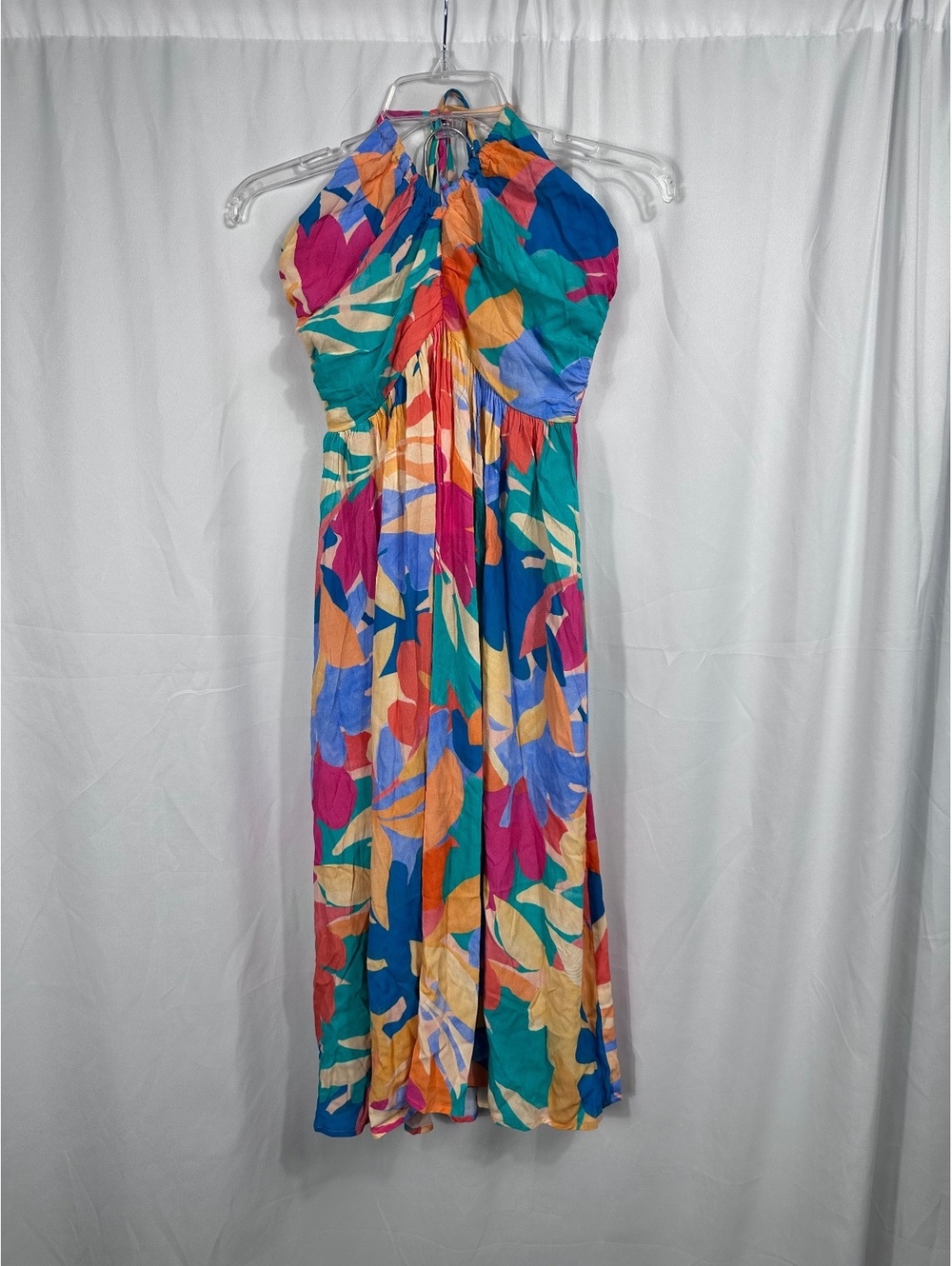 LaBlanca Colorful Floral Halter Maxi Dress with Pockets Size XS